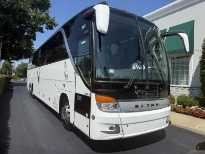 White Mercedes Setra luxury motorcoach, exterior